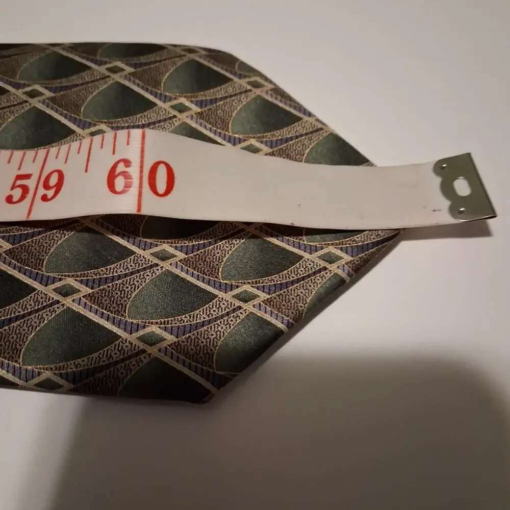 David Taylor Green and Gold Geometric Tie